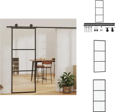 Immagine prodotto di vidaXL Porta scorrevole con raccordo ESG in vetro e alluminio 76x205 cm - Porte