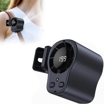 Obrázok produktu pre VHV – Ventilátor – Prenosný ventilátor s USB nabíjaním a LED displejom – 360° nastaviteľný, vhodný do auta a kancelárie