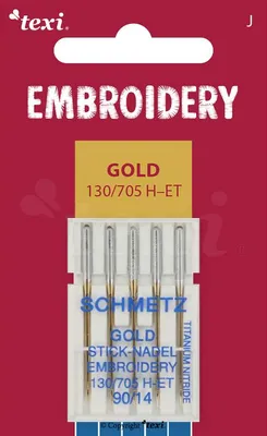 Obrázok produktu pre Vyšívacie ihly zlaté TEXI EMBROIDERY GOLD 130/705 H-ET 5x90