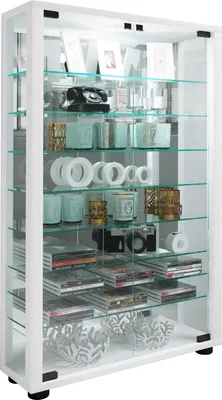 Immagine prodotto di Vetrina in piedi | Vetro con vetro di sicurezza ESG | Dimensioni ca. H. 91 x W. 59 x D. 18 cm | Vetro per stand | Moderno e salvaspazio | Espositore in vetro – Lumo Mini Mirror