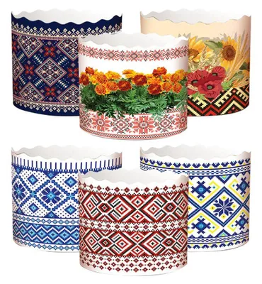 Produktbild von 6 St. Backform-Set für Osterkuchen  aus Backpapier Wyszywanka   H 8,5 cm, ∅ 9 cm
