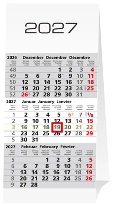 Produktbild von 2027 GÜSS Drei-Monats-Tischaufstellkalender