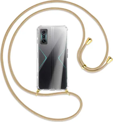 Produktbild von Handykette Backcover-Schutzhülle mit Band (Metall goldfarben) für Xiaomi Poco F4 GT - caramel