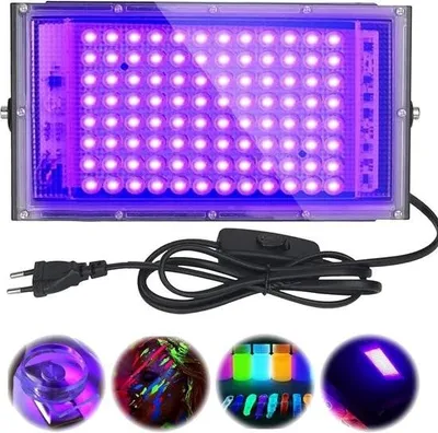 Image de Spot LED UV 100 W avec interrupteur – Lampe à lumière noire étanche pour Halloween, aquarium, concert – Affiche fluorescente