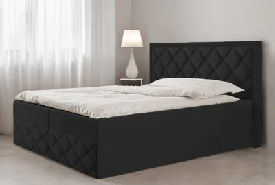 Produktbild von Bett Boxspringbett DORI 3 mit Topper T25 und Bettkästen - Doppelbett, Stauraum, Schlafzimmer, Polsterbett, Bettgestell (140x200, Schwarz - ITAKA 15)