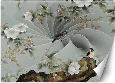 Produktbild von Vlies fototapete Vogel auf einem Zweig 3D 150x105 cm Feeby Beige inkl. Kleber einfache Montage