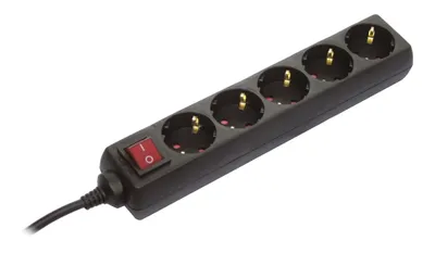 Produktbild von AS-Schwabe Steckdosenleiste 5-fach, 1,4m, schwarz, 1,4m H05VV-F3G1,5