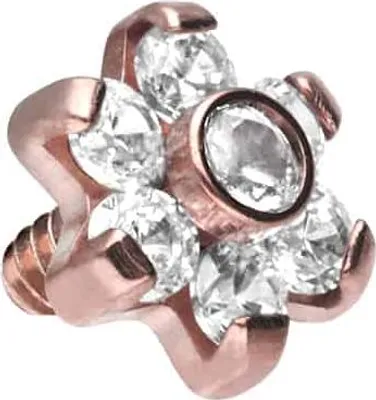 Produktbild von Titan Schraubaufsatz mit Außengewinde BLUME MIT 7 KRISTALLEN  RoséGold Discgröße: 4mm