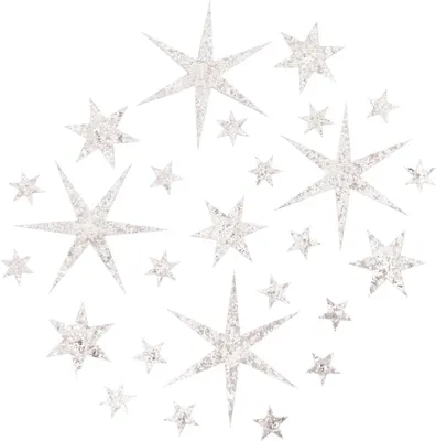 Produktbild von Oblique Unique 24 Sterne Sticker mit Pailletten Stern Aufkleber Glitzernd Weihnachtsdeko Deko Weihnachten - silber