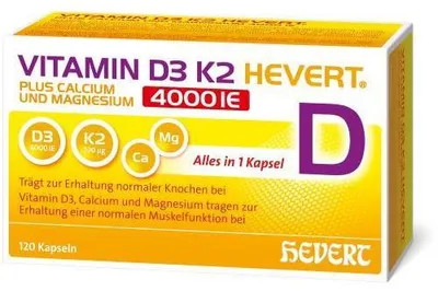 Immagine prodotto di Vitamina D3 K2 Hevert+Calcio e Magnesio.4000 UI Kps. 120 Cap