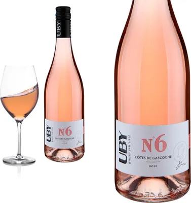 Produktbild von 6er Karton Uby N°6 Rosé Côtes de Gascogne von Domaine d'Uby - Roséwein