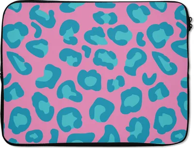 Produktbild von MuchoWow® Laptop Hülle 15 Zoll Pantherdruck - Blau - Rosa - Muster Laptoptasche - Laptoptasche - Sleeve - Rundum-Schutz