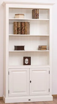 Obrázok produktu pre Casa Padrino regál / policová skriňa vo vidieckom štýle biela 110 x 39 x v. 210 cm - skriňa do obývačky s 2 dvierkami