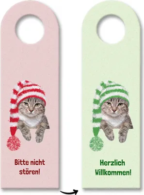 Produktbild von Bitte nicht stören und Herzlich Willkommen Türhänger mit niedlichem Kätzchen
