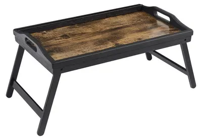 Produktbild von Nachttisch mit klappbaren Bambusbeinen – Frühstücks- und Laptoptisch – 50 x 30 x 26 cm
