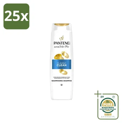 Productafbeelding van 25 x Pantene Pro-V Classic Clean Shampoo - 400 ml - Voorraadverpakking - 25 stuks