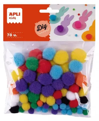Zdjęcie produktu dla Apli - pompony, worek 78 sztuk w różnych kolorach