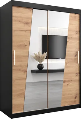 Produktbild von Kleiderschrank, Schiebetürenschrank Schlafzimmer, Schrank mit Spiegel RHOMB 150 cm