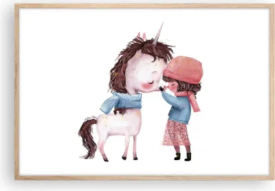 Produktbild von Gerahmtes Poster - Rahmen in heller Eiche - Einhorn Mädchen Kinder - 91,5x61 cm - Wand Bild - Wanddeko - Wandbilder - Kunstposter - Wandposter - Bilderrahmen - Bilder - Kunstdruck - P2NAA91x61-4733
