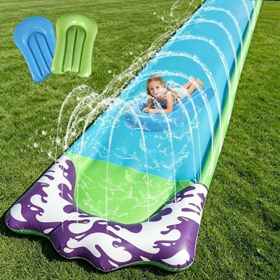 Produktbild von Wasserrutsche 480 cm, 2 Bodyboards, mit integriertem Sprinkler, blau, für Garten