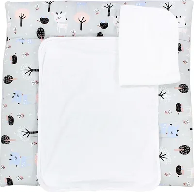 Produktbild von TupTam Wickelauflage inkl. 2 Frotteebezüge Modell MAR02579, Farbe: Rehe / Igel / Grau, Größe: 76 x 76 cm