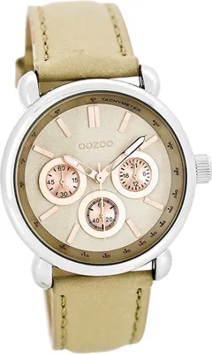Produktbild von Oozoo Leder Damen Uhr Analog Quarzuhr Armband beige Timepieces D2UOC7135A