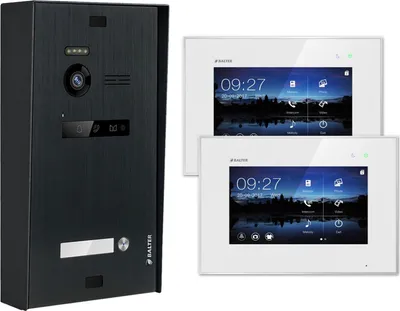 Produktbild von BALTER EVO Aufputz Schwarz 2-Draht 2x 7" Monitor Weiß Video Türsprechanlage Set für 1 Familienhaus