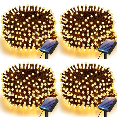 Solar-Lichterkette 4er-Set, 6 m, 60 LEDs, IP65, warmweiß