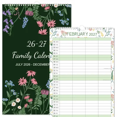 Imagen del producto de Calendario de pared para 2026, con 4 columnas, de 38 x 23,5 cm, planificador familiar para colgar en la pared
