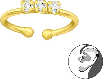 Produktbild von Ear Cuff 925 Sterling Silber Ohrklemme vergoldet mit Kristallen