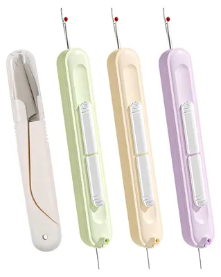 Nadeleinfädler-Set 3 Stück, 2-in-1, mit Federschere, 3 Farben