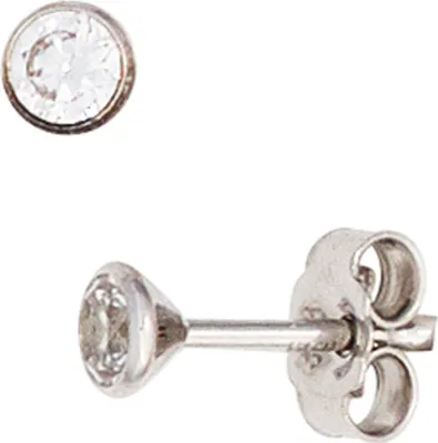 Produktbild von JOBO Ohrstecker 333 Gold Weißgold 2 Zirkonia Ohrringe