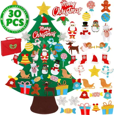 Produktbild von TOPANBIETER 999 Weihnachtsbaum 98 x 70 cm Deko Filz DIY Filz Dekoration Kinder Bastelset Weihnachten Tannenbaum