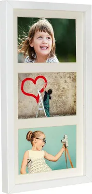 Immagine prodotto di Cornice - a 3 scomparti - bianca - 18 x 35 cm