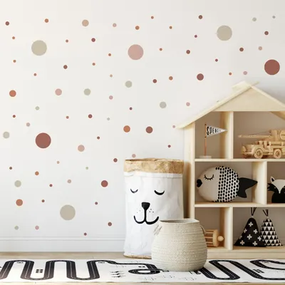 Image de Muralo sticker mural décorations murales POUCELLES multicolores motif pois autocollant mural60x30cm