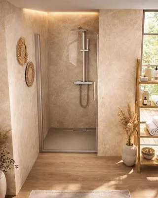 Immagine prodotto di Nicchia doccia 90 cm battente in vetro temperato 6 mm 195 H cromo Linje
