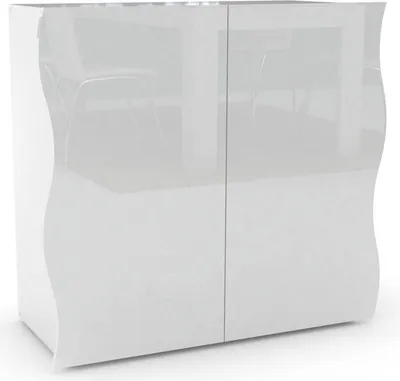 Produktbild von Kommode Dlandin, Küchen-Sideboard mit 2 Türen, Wohnzimmer-Buffet, 100%  Italy, cm 90x40h81, glänzend weiß