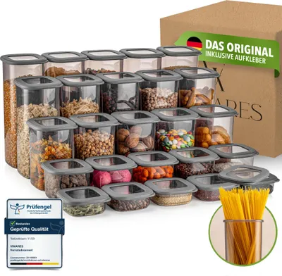 Produktbild von Viwares Vorratsdosen mit Deckel Luftdicht, 25er Vorratsbehälter Set BPA-Frei, Vorratsdose zur Müsli Mehl Aufbewahrung Küche, Praktische Organizer Küche, Frischhaltedosen für Lebensmittelaufbewahrung