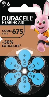 Produktbild von Duracell Batterie Zinc Air, 675, 1.4V Easy Tab, Retail Blister (6-Pack) Hörgerätebatterie