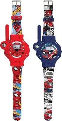 Obrázek produktu pro Hodinky Spiderman Walkie-Talkie, dosah 200 m, červené, pro děti od 3 let, s baterkou a redukcí šumu