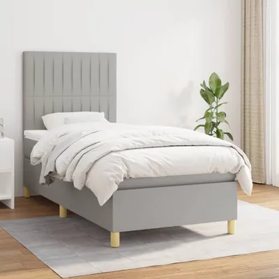 Produktbild von Boxspringbett mit Matratze Hellgrau 80x200 cm Stoff