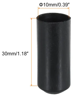 Produktbild von 100 Stš¹ck 30mm L?nge Schrumpfendkappen 10mm ID, 2:1 Schrumpfverh?ltnis Gummikappen Hitzebest?ndig Schrumpfschlauchkappen, Gummi Endkappen Schwarz Schrumpfkappen mit Kleber