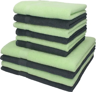 Produktbild von Betz 10-tlg. Handtuch-Set PALERMO - 4 Liegetücher 6 Handtücher 100% Baumwolle  Farbe: anthrazit und grün