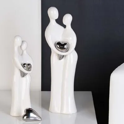 Produktbild von Casablanca Figur Paar Keramik weiss silber 39 cm 86650