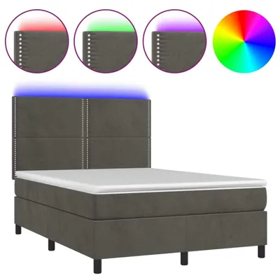 Immagine prodotto di vidaXL Letto a molle con materasso e LED grigio scuro 140x190 cm in velluto