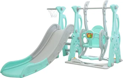 Produktbild von Clamaro Rutsche, Schaukel für Kinder, Kinderrutsche, Garten, Baby, drinnen oder draußen, Basketballkorb , Modell:Mint