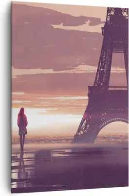 Produktbild von Bild auf Leinwand - Leinwandbild - Einteilig - Paris Stadt Nacht - 70x100cm - Wand Bild - Wanddeko - Wandbilder - Leinwanddruck - Wanddekoration - Leinwand bilder - Wandbild - PA70x100-4104