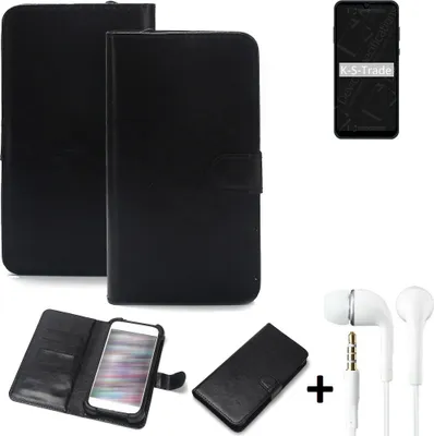 Produktbild von K-S-Trade Wallet Case Handyhülle kompatibel mit ZTE Blade A51 Lite Schutzhülle Flip cover Flipstyle Tasche Hülle Flipcover Slim Bumper schwarz + in