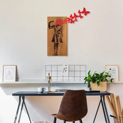 Obrázok produktu pre Wallity, Banksy- TNL3149, farba orech,čierna, Ostatné bytové dekorácie, 99 x 34 cm, 100% drevo (hrúbka: 3 cm) / kov (hrúbka: 1