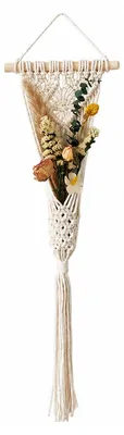 Makramee-Wandbehang mit Trockenblumen, Boho-Deko, handgefertigt
